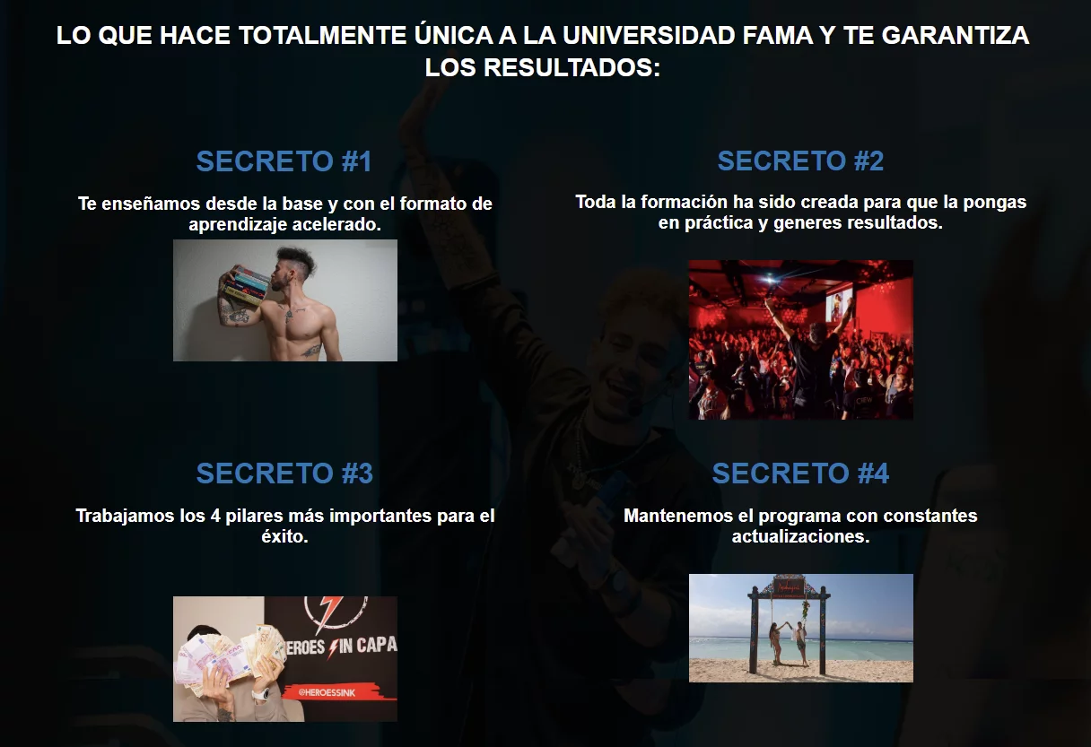 secretos de universidad fama